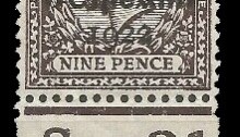 1922 (17 February) Dollard 5-line overprint in black - 9d Agate S21 Control (single stamp) imperf