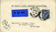1928 (Sep 24) 1st Experimental Flying Boat Service (Imperial Airways) Cossar acceptance Belfast-Liverpool, signed by pilot