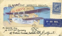 1928 (Sep 24) 1st Experimental Flying Boat Service (Imperial Airways) Cossar acceptance Liverpool-Belfast, signed by pilot
