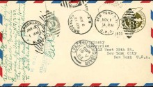 1934 (May 15) New York-Rome record flight attempt crashed in Co. Clare, U.S. airmail 8c. stationery envelope cancelled New York despatch, with Leact Ui Concubair c.d.s. and signed by both pilots, Pond & Sabelli.