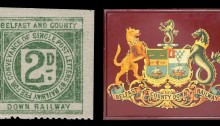 Belfast & Co Down - 2d green railway letter stamp & company crest