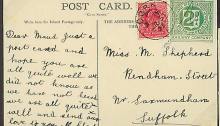 WEST CLARE 1902 (31 March) PPC used from Cork to Suffolk bearing 2d green