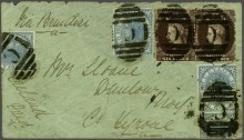 1870 cover from Kandy, Ceylon to Co Tyrone, Ireland endorsed 'via Brindisi', tied by C obliterator handstamps in black