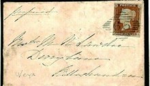 1848 1d red imperf, tied to cover by BELTURBET 65 single diamond, in blue ink