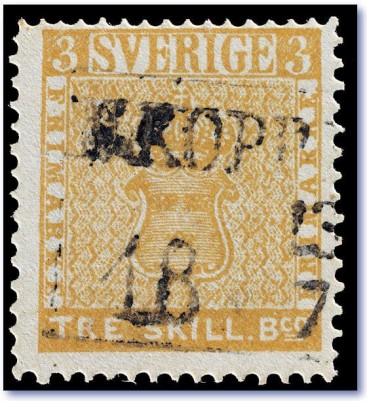 1855-58 Sweden - Tre Skilling 'banco yellow'