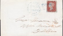 1848 entire from Mountmellick to Dublin, with 1d red, Plate 78 cancelled by a MOUNTMELLICK 338 diamond numeral in blue ink