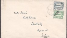1910 commercial cover from Solomon Islands to Stradbally, Queen's Co, Ireland via Sydney (backstamp) with Small Canoes ½d & 2d tied by Tulagi cds.