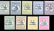 1918-1922 Australian stamps overprinted ''N. W. PACIFIC ISLANDS'', short set to 10s (no £1 high value) Perf. 11½ x 12