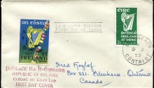 1953 An Tostal 3½d Green + An Tostal publicity label on plain FDC (hand-written address)
