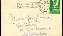 1953 An Tostal 3½d Green on plain FDC (hand-written address)