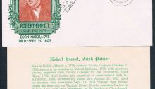 1953 Robert Emmet (Set of 2) on an illustrated FDC with F.W. Staehle, NYC cachet design, with insert