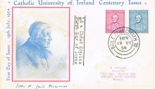 1954 Cardinal Newman (Set of 2) on illustrated FDC, with Dublin c.d.s. (address label)