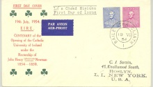 1954 Cardinal Newman (Set of 2) on 'generic' printed FDC, with Dublin c.d.s.