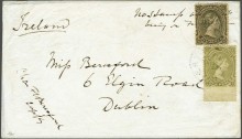 1881 letter from Standerton, Transvaal to Dublin, Ireland with Transvaal 1878/80: 4d sage-green + 6d olive-black tied by ''STANDERTON  TRANSVAAL'' c.d.s. (June 27)