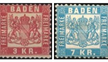 1868 Baden - Coat of Arms (Perf. 10 / white background) - Value inscription "KR."