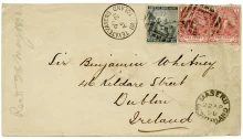 1898 Envelope from Teyateyaneng, Basutoland to Dublin, Ireland with Cape of Good Hope definitives tied by ''668'' barred numeral cancels, plus a "TEYATEYANENG" c.d.s. dated 21 April 1898 and a "MASERU" c.d.s. dated 22 April 1898 on the front; "CAPE OF GOOD HOPE" c.d.s. dated 26 April 1898 on the rear